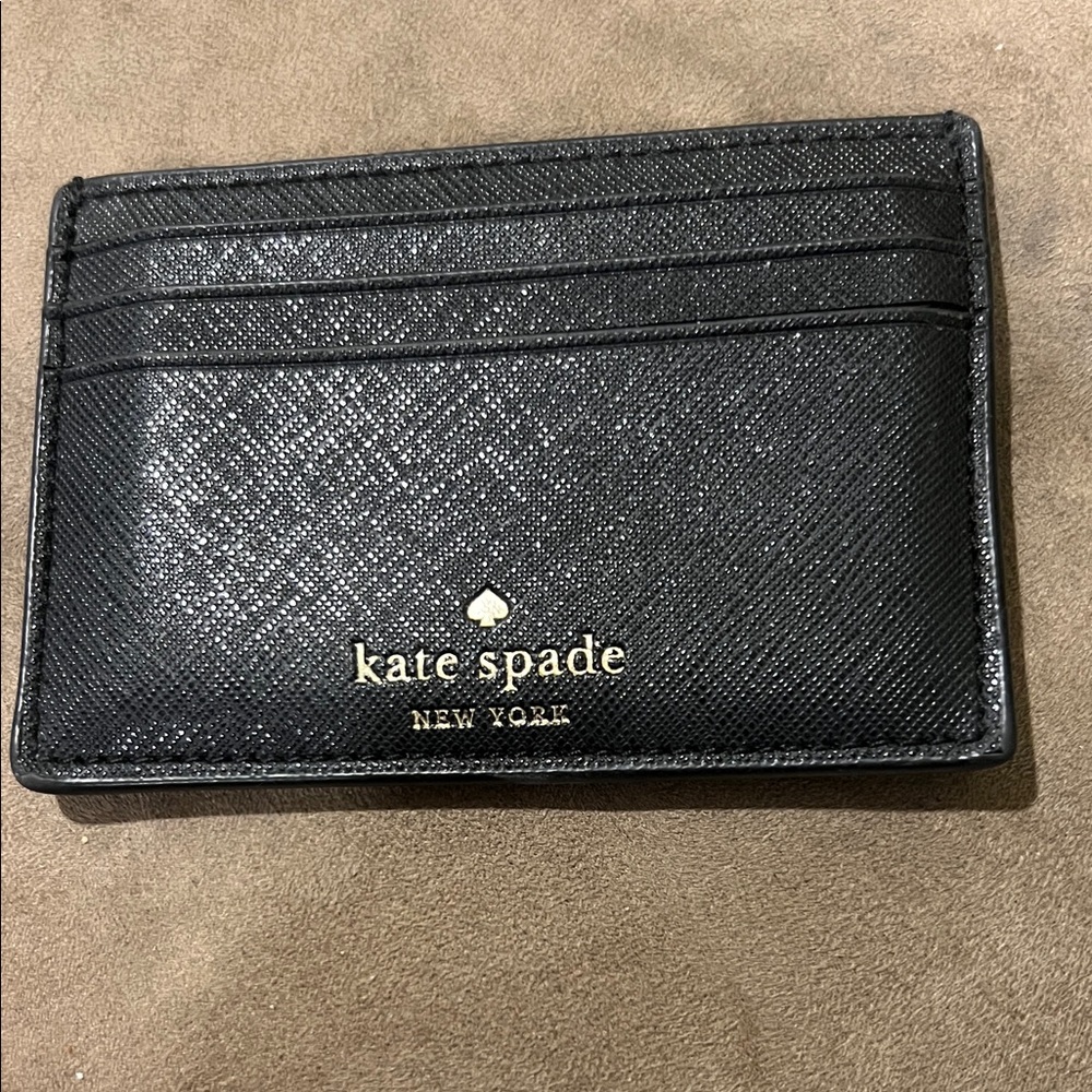 Kate Spade Black Textured Card Holder NWOT 3”x 4”